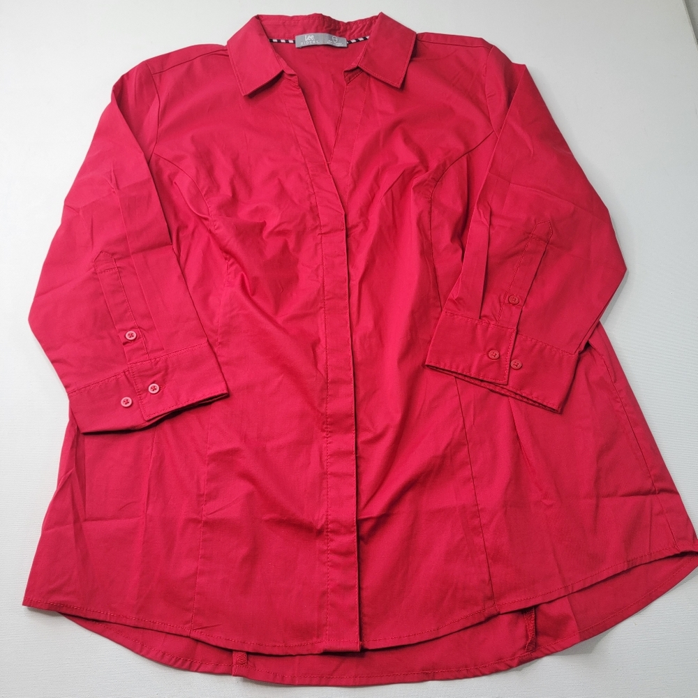 Riders by Lee Indigo Easy Care 3/4 Sleeve Woven Shirt Size XL - Picture 2 of 8